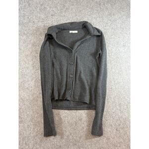 Madewell Crop Cardigan Sweater Womens XXS Gray Button Up Ribbed Knit Minimalist